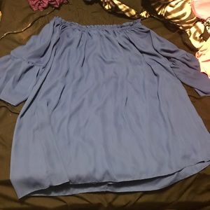 Off the shoulder blue dress